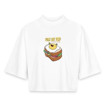 Yolk on Top - Boxy Women's Recycled 1/2 Sleeved T-Shirt by Stanley/Stella - white - Front - AI Model Female 172 dark (172cm)