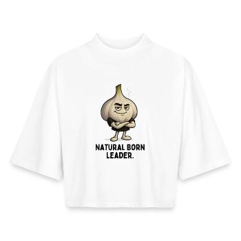 Natürlich Geborener Leader Knoblauch karikatur  - Boxy Frauen Recyceltes 1/2 Sleeved T-Shirt by Stanley/Stella - Weiß - Vorne - AI Model Female 172 dark (172cm)