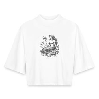 Mondbeschienene Meerjungfrau und Schädel - Boxy Frauen Recyceltes 1/2 Sleeved T-Shirt by Stanley/Stella - Weiß - Vorne - AI Model Female 172 dark (172cm)