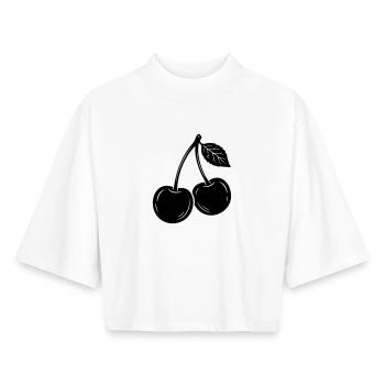 Kirschpaar-Silhouette - Boxy Frauen Recyceltes 1/2 Sleeved T-Shirt by Stanley/Stella - Weiß - Vorne - AI Model Female 172 dark (172cm)