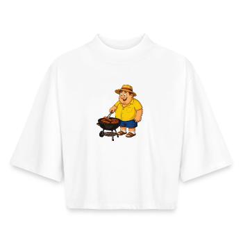 Grillen mit Strohut - Boxy Frauen Recyceltes 1/2 Sleeved T-Shirt by Stanley/Stella - Weiß - Vorne - AI Model Female 172 dark (172cm)