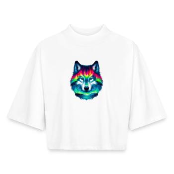 Loup - T-shirt femme coupe boxy recyclé manches mi-longues Stanley/Stella - blanc - Devant - AI Model Female 172 dark (172cm)