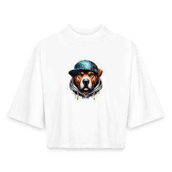 Hund - Boxy Frauen Recyceltes 1/2 Sleeved T-Shirt by Stanley/Stella - Weiß - Vorne - AI Model Female 172 dark (172cm)