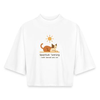 Bronzage quantique - T-shirt femme coupe boxy recyclé manches mi-longues Stanley/Stella - blanc - Devant - AI Model Female 172 dark (172cm)
