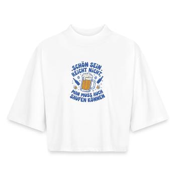 Bier Spruch Saufen Können - Boxy Frauen Recyceltes 1/2 Sleeved T-Shirt by Stanley/Stella - Weiß - Vorne - AI Model Female 172 dark (172cm)