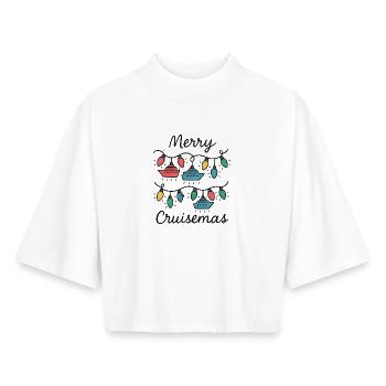 Merry Cruise Mas Croisière de Noël drôle - T-shirt femme coupe boxy recyclé manches mi-longues Stanley/Stella - blanc - Devant - AI Model Female 172 dark (172cm)