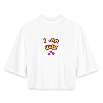 I AM CUTE - T-shirt femme coupe boxy recyclé manches mi-longues Stanley/Stella - blanc - Devant - AI Model Female 172 dark (172cm)
