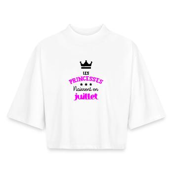 Princesse née en Juillet Joli Cadeau Naissance - T-shirt femme coupe boxy recyclé manches mi-longues Stanley/Stella - blanc - Devant - AI Model Female 172 dark (172cm)