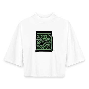 Graines Sachet Tomates Légumes - T-shirt femme coupe boxy recyclé manches mi-longues Stanley/Stella - blanc - Devant - AI Model Female 172 dark (172cm)