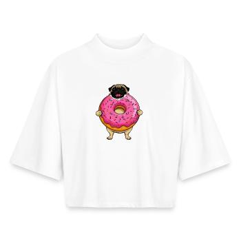 Donut-Mops Hund im rosa Zuckerguss - Boxy Frauen Recyceltes 1/2 Sleeved T-Shirt by Stanley/Stella - Weiß - Vorne - AI Model Female 172 dark (172cm)