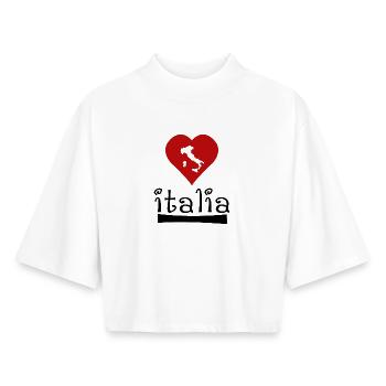 Italia - T-shirt femme coupe boxy recyclé manches mi-longues Stanley/Stella - blanc - Devant - AI Model Female 172 dark (172cm)
