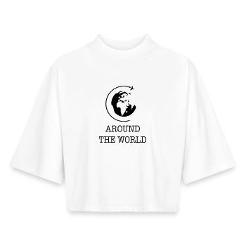 World tour - Boxy Women's Recycled 1/2 Sleeved T-Shirt by Stanley/Stella - white - Front - AI Model Female 172 dark (172cm)
