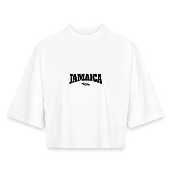 Jamaika Flagge Neon Kontrast - Boxy Frauen Recyceltes 1/2 Sleeved T-Shirt by Stanley/Stella - Weiß - Vorne - AI Model Female 172 dark (172cm)