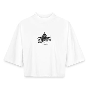 Vatican St. Peter's Basilica Vintage Vatican City Vatican Rome - Boxy Women's Recycled 1/2 Sleeved T-Shirt by Stanley/Stella - white - Front - AI Model Female 172 dark (172cm)