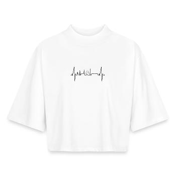 Gelsenkirchen Skyline Heartbeat Fan Amour du cœur - T-shirt femme coupe boxy recyclé manches mi-longues Stanley/Stella - blanc - Devant - AI Model Female 172 dark (172cm)