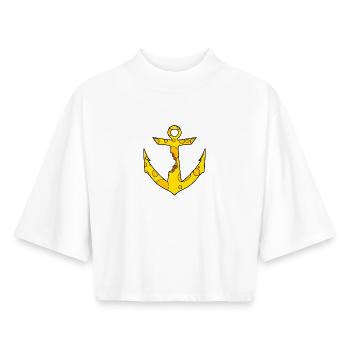 Ancre de fromage - T-shirt femme coupe boxy recyclé manches mi-longues Stanley/Stella - blanc - Devant - AI Model Female 172 dark (172cm)