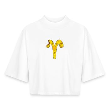 Sternzeichen Widder - Boxy Frauen Recyceltes 1/2 Sleeved T-Shirt by Stanley/Stella - Weiß - Vorne - AI Model Female 172 dark (172cm)