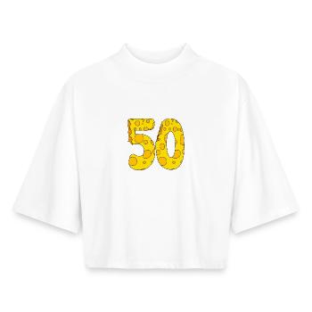 50 ans - Cadeau de 50e anniversaire - 1950 - T-shirt femme coupe boxy recyclé manches mi-longues Stanley/Stella - blanc - Devant - AI Model Female 172 dark (172cm)