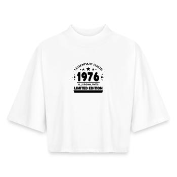 Année de construction 1976 - né en 1976 - T-shirt femme coupe boxy recyclé manches mi-longues Stanley/Stella - blanc - Devant - AI Model Female 172 dark (172cm)