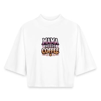 Mama braucht Kaffee - Boxy Frauen Recyceltes 1/2 Sleeved T-Shirt by Stanley/Stella - Weiß - Vorne - AI Model Female 172 dark (172cm)
