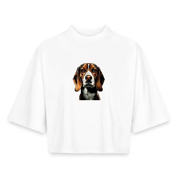 Beagle Chiot Beagles Chien mignon Beagle anglais - T-shirt femme coupe boxy recyclé manches mi-longues Stanley/Stella - blanc - Devant - AI Model Female 172 dark (172cm)