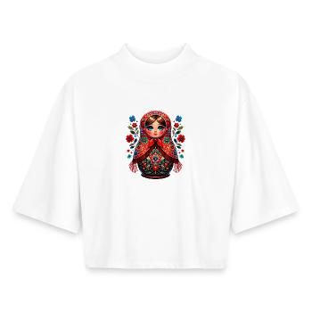 Russian Girl! Matrjoschka Russisch für Russen - Boxy Frauen Recyceltes 1/2 Sleeved T-Shirt by Stanley/Stella - Weiß - Vorne - AI Model Female 172 dark (172cm)