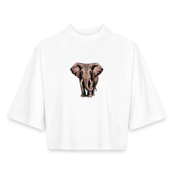 Elefant Rüsseltier Afrika Safari Wildnis Elefanten - Boxy Frauen Recyceltes 1/2 Sleeved T-Shirt by Stanley/Stella - Weiß - Vorne - AI Model Female 172 dark (172cm)