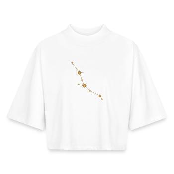 Constellation d’étoiles Taureau Signe de naissance Doré - T-shirt femme coupe boxy recyclé manches mi-longues Stanley/Stella - blanc - Devant - AI Model Female 172 dark (172cm)