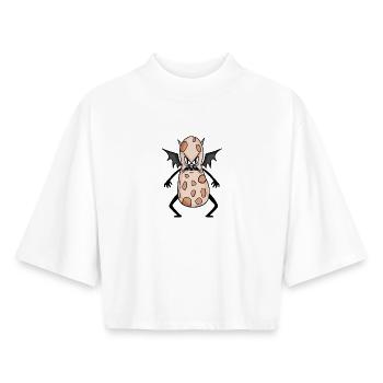 Monstre sinistre de cacahuète avec des ailes - T-shirt femme coupe boxy recyclé manches mi-longues Stanley/Stella - blanc - Devant - AI Model Female 172 dark (172cm)