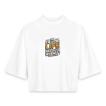Conception de citation de vie motivante - T-shirt femme coupe boxy recyclé manches mi-longues Stanley/Stella - blanc - Devant - AI Model Female 172 dark (172cm)