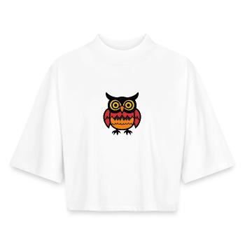 Eule Halloween Comic Lustig - Boxy Frauen Recyceltes 1/2 Sleeved T-Shirt by Stanley/Stella - Weiß - Vorne - AI Model Female 172 dark (172cm)