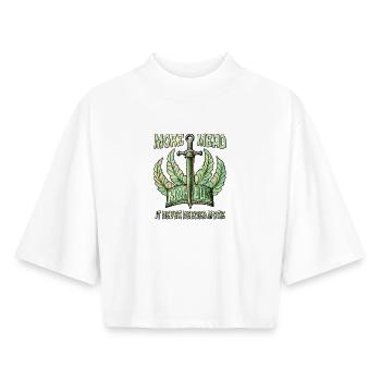 ÉPÉE PLUS D’HYDROMEL, IL N’A JAMAIS EU BESOIN DE PLUS - T-shirt femme coupe boxy recyclé manches mi-longues Stanley/Stella - blanc - Devant - AI Model Female 172 dark (172cm)