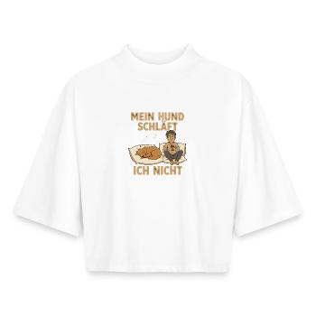 Mon chien dort, pas moi - T-shirt femme coupe boxy recyclé manches mi-longues Stanley/Stella - blanc - Devant - AI Model Female 172 dark (172cm)