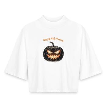 Happy Halloween - Boxy Women's Recycled 1/2 Sleeved T-Shirt by Stanley/Stella - white - Front - AI Model Female 172 dark (172cm)