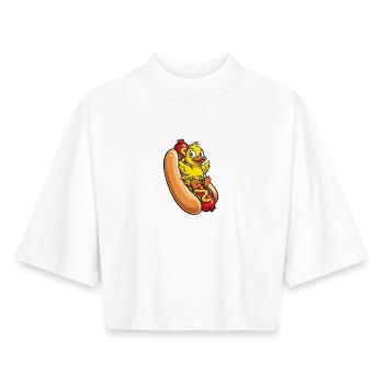 Cute Duck Slide Playground Cartoon Fast Food - Boxy Women's Recycled 1/2 Sleeved T-Shirt by Stanley/Stella - white - Front - AI Model Female 172 dark (172cm)