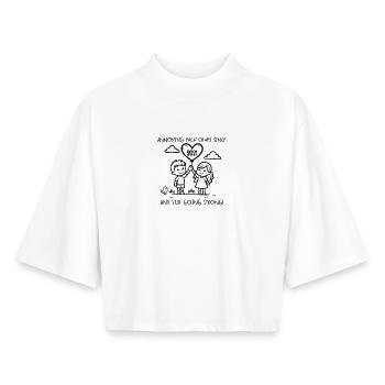 Mutual annoyance since 2021 anniversary - Boxy Women's Recycled 1/2 Sleeved T-Shirt by Stanley/Stella - white - Front - AI Model Female 172 dark (172cm)