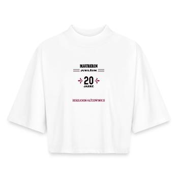 Maçon 20e anniversaire Maçonnerie 20e anniversaire - T-shirt femme coupe boxy recyclé manches mi-longues Stanley/Stella - blanc - Devant - AI Model Female 172 dark (172cm)