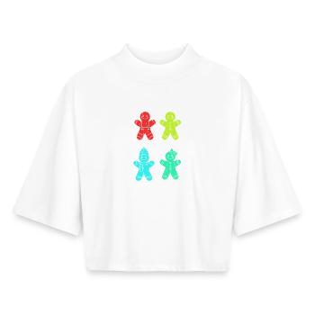 Noël en pain d’épices du Père Noël - T-shirt femme coupe boxy recyclé manches mi-longues Stanley/Stella - blanc - Devant - AI Model Female 172 dark (172cm)