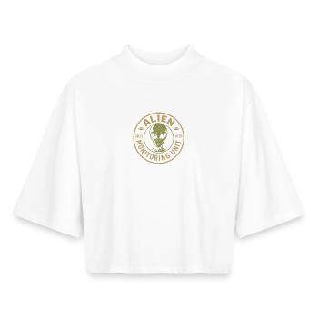 Unité de surveillance extraterrestre : mythe amusant - T-shirt femme coupe boxy recyclé manches mi-longues Stanley/Stella - blanc - Devant - AI Model Female 172 dark (172cm)
