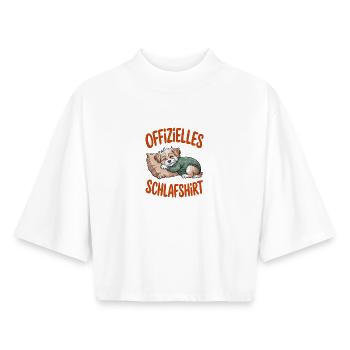 Official Sleep Shirt Cute Puppy Dog - Boxy Women's Recycled 1/2 Sleeved T-Shirt by Stanley/Stella - white - Front - AI Model Female 172 dark (172cm)