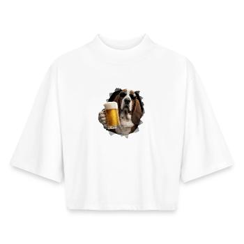 Basset Hound beer - Boxy Women's Recycled 1/2 Sleeved T-Shirt by Stanley/Stella - white - Front - AI Model Female 172 dark (172cm)