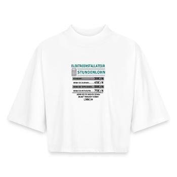 Salaire horaire de plombier - T-shirt femme coupe boxy recyclé manches mi-longues Stanley/Stella - blanc - Devant - AI Model Female 172 dark (172cm)