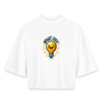 Idée joyeuse d’ampoule - T-shirt femme coupe boxy recyclé manches mi-longues Stanley/Stella - blanc - Devant - AI Model Female 172 dark (172cm)