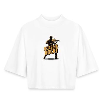 Classical Rocks Violin Violin Rock Violin Violin Classical Fan - Boxy Women's Recycled 1/2 Sleeved T-Shirt by Stanley/Stella - white - Front - AI Model Female 172 dark (172cm)