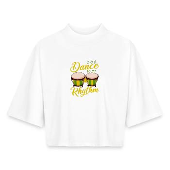 Dance To My Rhythm Colorful Bongo Drum Design - Boxy Frauen Recyceltes 1/2 Sleeved T-Shirt by Stanley/Stella - Weiß - Vorne - AI Model Female 172 dark (172cm)