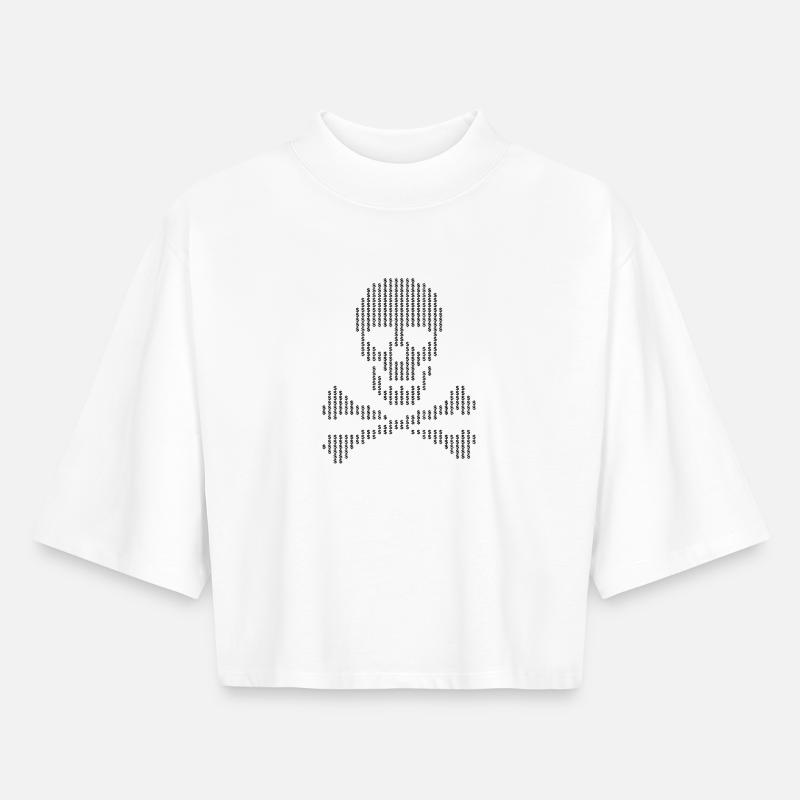Skull Dollar Dots Crossbones  - Boxy Women's Recycled 1/2 Sleeved T-Shirt by Stanley/Stella - white