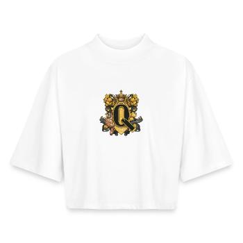 Q Letter Name Crown - Boxy Women's Recycled 1/2 Sleeved T-Shirt by Stanley/Stella - white - Front - AI Model Female 172 dark (172cm)