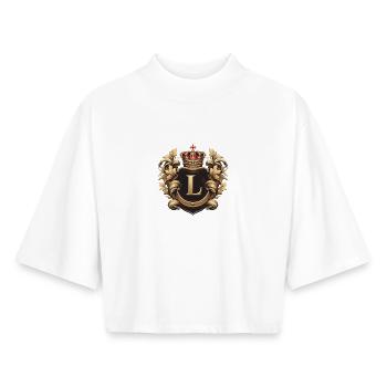 L Letter Name Crown - Boxy Women's Recycled 1/2 Sleeved T-Shirt by Stanley/Stella - white - Front - AI Model Female 172 dark (172cm)