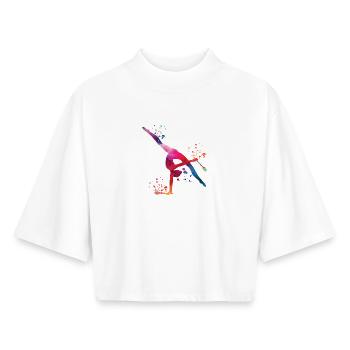 Gymnast With Clubs Rhythmic Gymnastics - Boxy Women's Recycled 1/2 Sleeved T-Shirt by Stanley/Stella - white - Front - AI Model Female 172 dark (172cm)