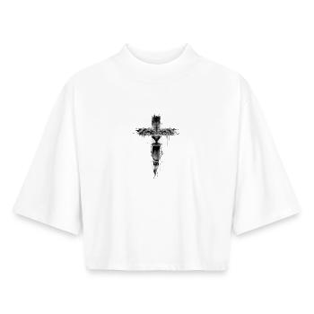 Lion of the tribe of Judah Jesus worship faith Christian - Boxy Women's Recycled 1/2 Sleeved T-Shirt by Stanley/Stella - white - Front - AI Model Female 172 dark (172cm)